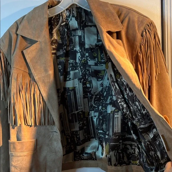 Vtg 80s Genuine suede leather jacket w shoulder pads. Sz roomy M. Made in Spain - Picture 5 of 10